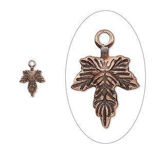 Charm, antique copper-plated brass, 10x7mm leaf. Sold per pkg of 100.