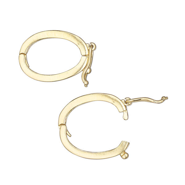 Clasp, JBB Findings, twister style with safety, "vermeil," 19.5x13.5mm hinged oval. Sold individually. image number 0