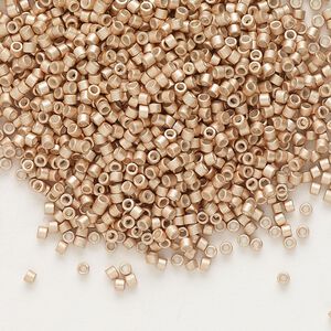Seed bead, Delica®, glass, pkg/7.5g, #11 round, opaque semi-matte galvanized champagne (DB-1152).