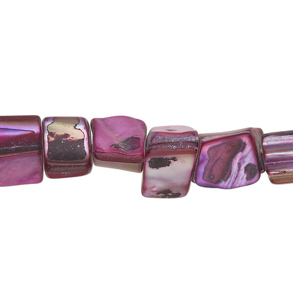 Mother-of-pearl shell 1pkg1, triangle tube bead 15 inch dark raspberry 8x7mm-14x9mm image number 0