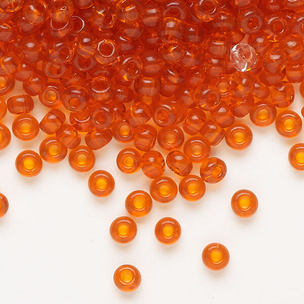 Seed bead, Preciosa Ornela Czech glass, pkg/500g, #6 rocaille, transparent dark orange, (90030). image number 0