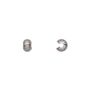 Crimp cover, stainless steel, 5mm corrugated round. Sold per pkg of 10.
