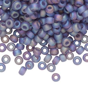 Seed bead, Miyuki, glass, pkg/250g, #6 rocaille, translucent matte rainbow light amethyst, (RR-157FR).