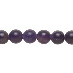 Amethyst 1pkg1, matte round bead natural 8 inch 8mm