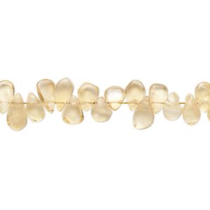 Quartz crystal / citrine 1pkg1, hand-cut top-drilled teardrop bead 14 inch 5x4mm-7x5mm