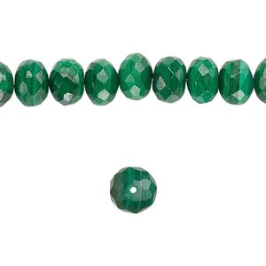 Malachite 1pkg1, faceted rondelle bead natural 8 inch 10x7mm