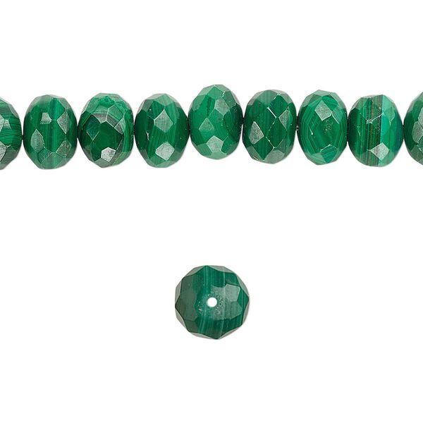 Malachite 1pkg1, faceted rondelle bead natural 8 inch 10x7mm image number 0