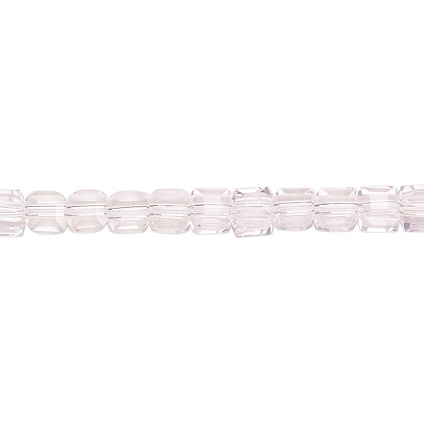 Bead 1pk 18 facets transparent pink, Celestial Crystal® 4mm cube 15.5-16 inch image number 0