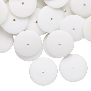 Bead, acrylic, opaque white, 13x3mm-14x3mm saucer with 0.7mm hole. Sold per pkg of 100.