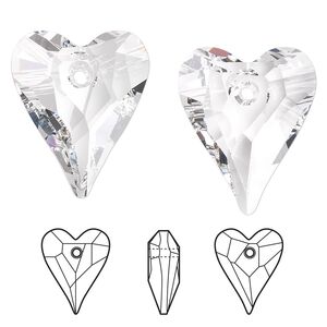 Drop 1pk crystal, Crystal Passions® 27x22mm pendant wild heart 6240