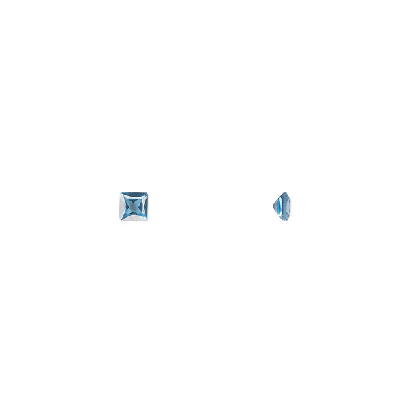 Gem, cubic zirconia, zircon blue, 3mm faceted square, Mohs hardness 8-1/2. Sold per pkg of 5. image number 0