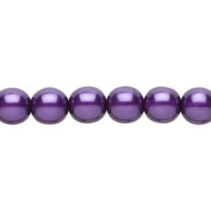Bead, Czech pearl-coated glass druk, purple, 8mm round. Sold per 15-1/2" to 16" strand.