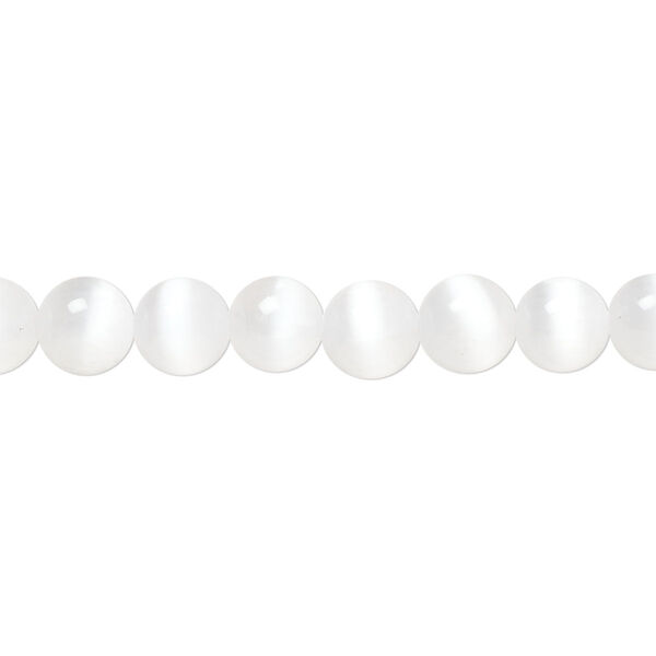 Bead, selenite (coated), pkg/16 inches, 6mm round, B+ grade. image number 0