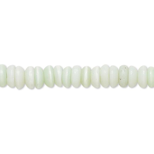 Bead, cat's eye glass (fiber optic glass), sea green, 6x2mm-8x3mm rondelle. Sold per 15-inch strand. image number 0