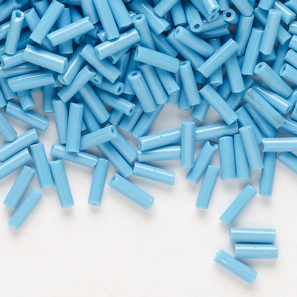 Bead, Preciosa Ornela Czech glass, bugle bead, pkg/50g, #3, opaque turquoise, (63050). image number 0