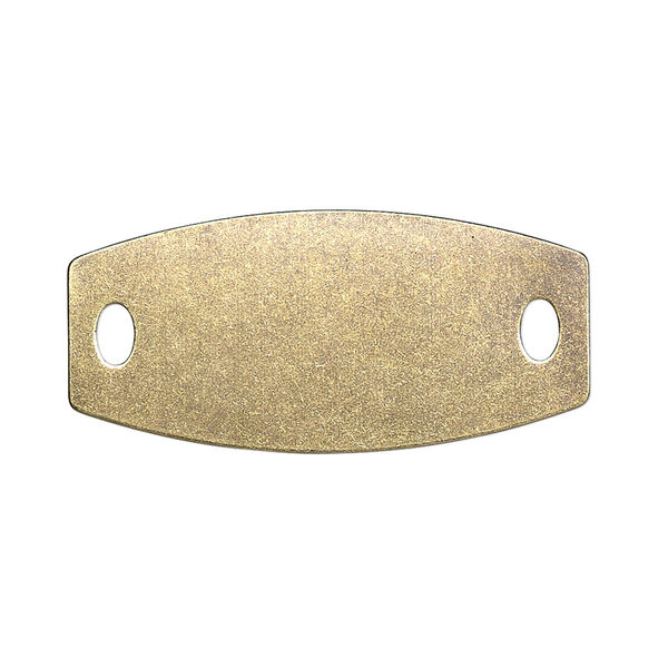 Focal, brass, 35x16mm double-sided flat rounded rectangle blank with (2) 4x2mm holes. Sold per pkg of 4. image number 0