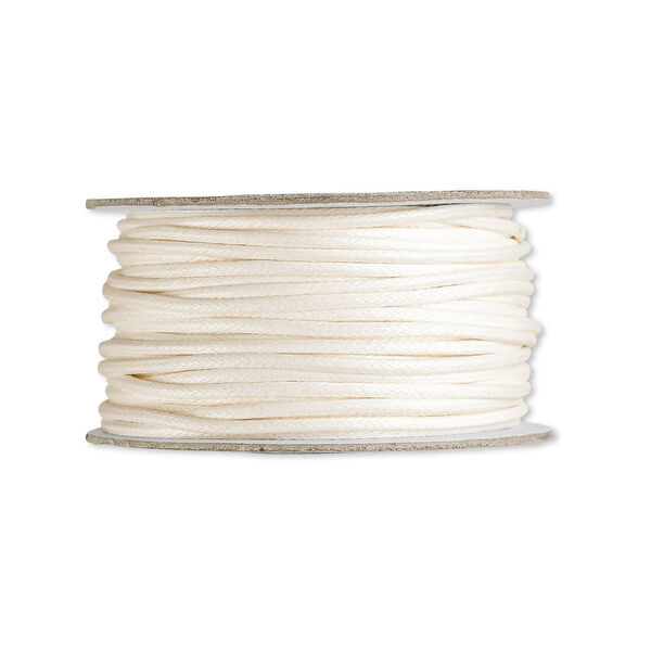 Cord, waxed cotton, ivory, 2mm round. Sold per 25-yard pkg. image number 0