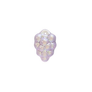 Bead, Preciosa, Czech pressed glass, opaque light purple AB, 16x11mm top-drilled grapes. Sold per pkg of 10.