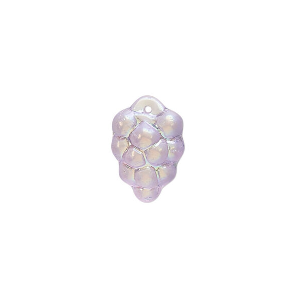 Bead, Preciosa, Czech pressed glass, opaque light purple AB, 16x11mm top-drilled grapes. Sold per pkg of 10. image number 0