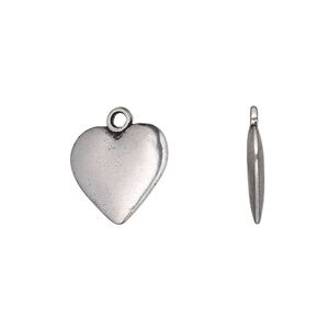 Charm, antique silver-plated "pewter" (zinc-based alloy), 14x14mm double-sided heart. Sold per pkg of 20.