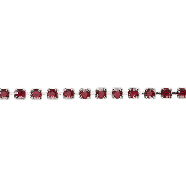 Cupchain, Vintage Crystal™, imitation rhodium-plated brass, Siam, 2.6mm round. Sold per 1-meter section. image number 0