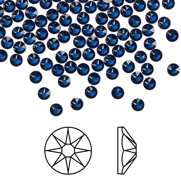 Flat back 144pk dark sapphire foil back, Crystal Passions® Regenerated 3-3.2mm rose round SS12 2088 image number 0