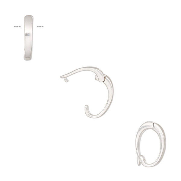 Bail, sterling silver, 10x8mm hinged oval, 8mm grip length. Sold individually. image number 0