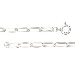 Chain 1pkg1 sterling silver paperclip, 3mm / springring clasp, 20 inch