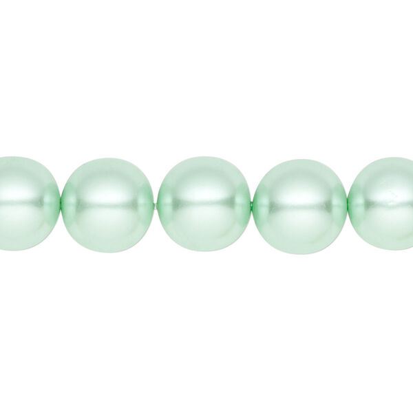 Bead, crystal pearl, light green, 10mm round. Sold per pkg of (2) 15-1/2" to 16" strands, approximately 80 beads. image number 0