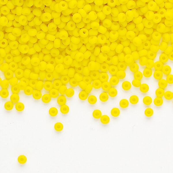 Seed bead, Preciosa Ornela, Czech glass, pkg/500g, opaque matte yellow, #10 rocaille. image number 0