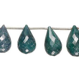 Emerald 1pkg13, hand-cut top-drilled faceted teardrop bead 15x10mm-18x12mm