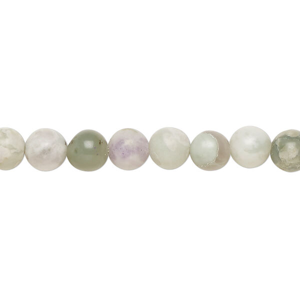 Bead, peace "jade" (serpentine and white quartz) (natural), 6mm round, B grade, Mohs hardness 6 to 6-1/2. Sold per 15-1/2" to 16" strand. image number 0