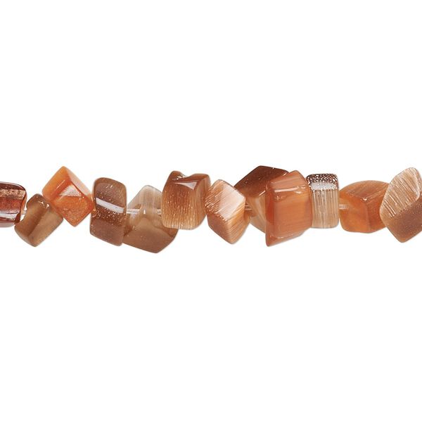 Bead, cat's eye glass (fiber optic glass), multi-brown, small chip. Sold per 32-inch strand. image number 0