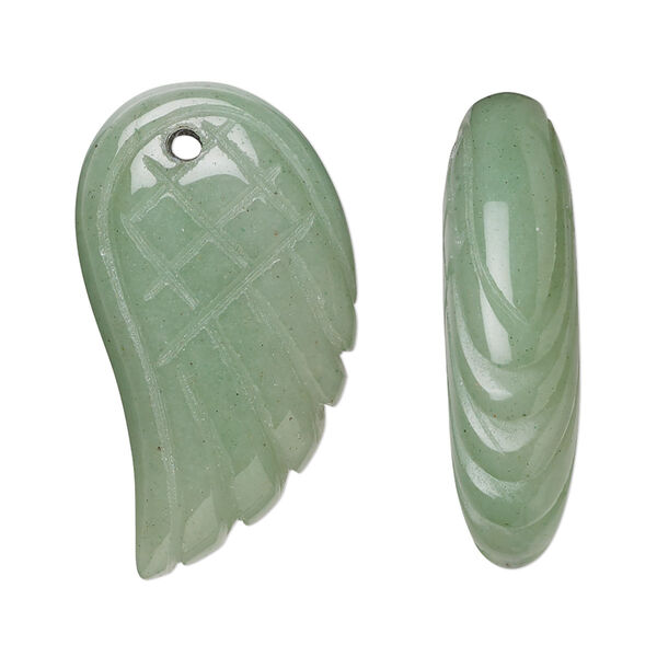 Focal 1pkg1 green aventurine, 31x17mm-32x19mm hand-cut wing B grade, natural image number 0