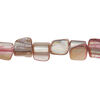 Mother-of-pearl shell 1pkg1, triangle tube bead 14 inch pink and soft gold 7x7mm-11x9mm image number 0