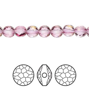 Bead 4pk dark rose, Crystal Passions® 6mm puffed round 5034
