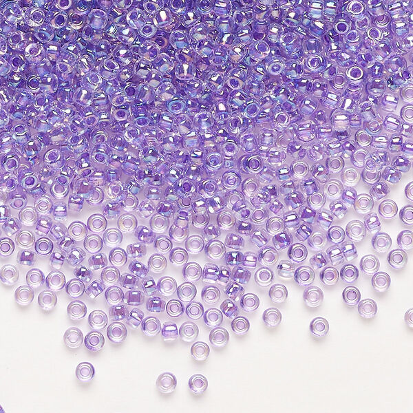 Seed bead, Dyna-Mites™, glass, pkg/1/2kg, #11 round, translucent inside dyed color rainbow purple, (311 11/0 RR). image number 0