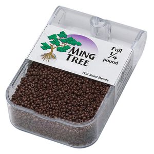 Seed bead, Ming Tree™, glass, pkg/1/4 pound, #11 round, opaque brown.