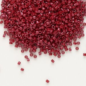 Seed bead, Delica®, glass, pkg/7.5g, #11 round, opaque brick red (DB-0654).