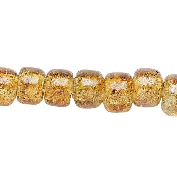 Bead 1pkg1 glass, 9x6mm-10x7mm crow 15.5-16 inch, translucent luster honey brown image number 0