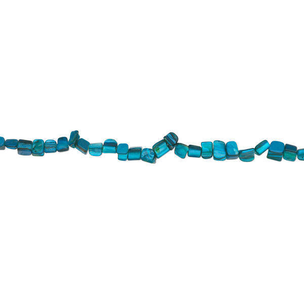 Mother-of-pearl shell 1pkg1, triangle tube bead 14 inch dark aqua blue 8x8mm-11x9mm image number 1