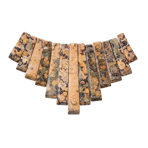 Focal, leopardskin jasper (natural), 10-29mm graduated mini-fan, B grade, Mohs hardness 6-1/2 to 7. Sold per 13-piece set. image number 0