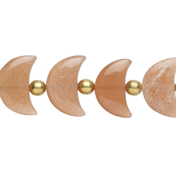 Bead, peach moonstone (natural), 15x10mm hand-cut half-moon, B grade, Mohs hardness 6 to 6-1/2. Sold per pkg of 16. image number 0
