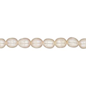 Pearl, cultured freshwater, peach, 4-5mm rice, D grade. Sold per 15-inch strand.