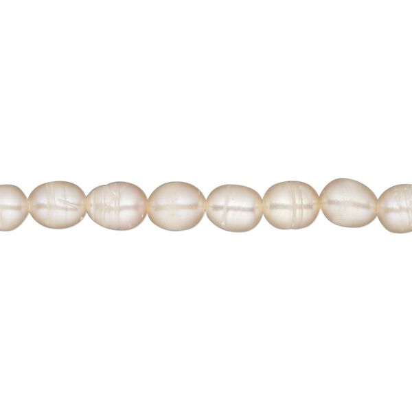 Pearl, cultured freshwater, peach, 4-5mm rice, D grade. Sold per 15-inch strand. image number 0