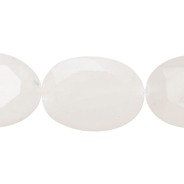 Snow quartz 1pkg1, faceted puffed oval bead natural, 15 inch 25x18mm image number 0