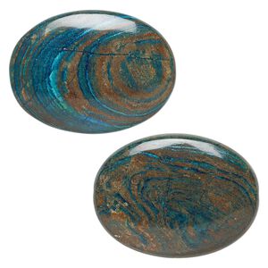 Blue sky jasper 1pkg2, flat oval bead 40x30mm