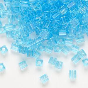 Seed bead, Miyuki, glass, pkg/25g, 3.5-3.7mm square, transparent light blue (SB-148).