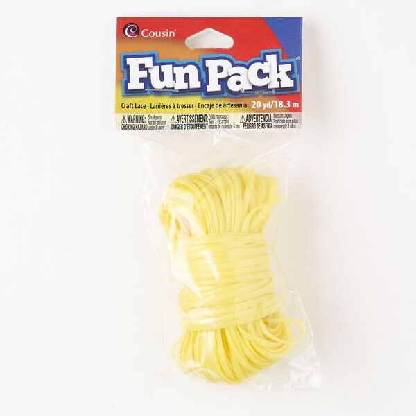 Cord 1pkg1 plastic, yellow, 2.5mm flat, 20-yard section. image number 0