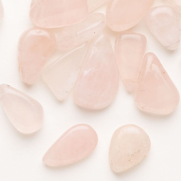 Bead rose quartz 24pk, extra-large top-drilled Hawaiian chip natural image number 0